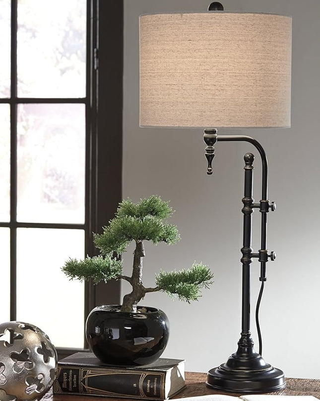 Signature Design by Ashley Anemoon 34.5" Rustic Industrial Table Lamp, Black - LeafyLoom