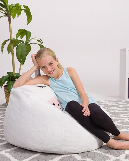 Posh Creations Cute Soft and Comfy Bean Bag Chair for Kids, Animal - Dinosaur T-rex - LeafyLoom