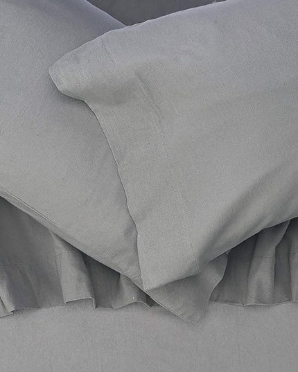 Comfort Spaces Cotton Flannel Breathable Warm Deep Pocket Sheets With Pillow Case Bedding, Twin, Solid Grey, 3 Piece - LeafyLoom