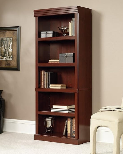 Sauder Heritage Hill Library/Book shelf, L: 29.80" x W: 12.99" x H: 71.26", Classic Cherry finish - LeafyLoom
