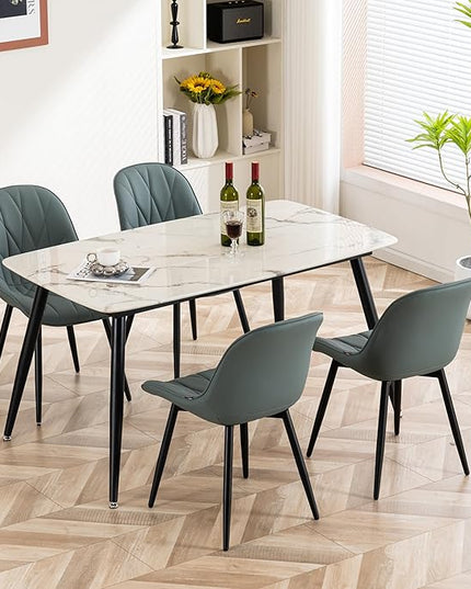 YOUNIKE Dining Chairs Set of 2, GrayishGreen Elegant Kitchen & Dining Room Chairs, Modern Faux Leather Padded Dining Chair, Armless Upholstered Bedroom Side Chairs Dinner Chairs Dinning Chairs - LeafyLoom