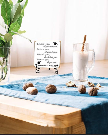 Graduation Gifts for Her Him, Inspirational Desk Decor Wood Plaque with Stand, Congrats Grad Gift for Senior College Graduated Women Girl-A31 - LeafyLoom
