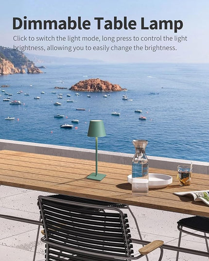KDG 2 Pack Cordless Table Lamp,Portable LED Desk Lamp, 5000mAh Battery Operated, 3 Color Stepless Dimming Up, for Restaurant/Bedroom/Bars/Outdoor Party/Camping/Coffee Shop Night Light(Green) - LeafyLoom
