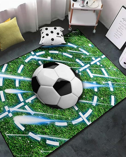 Football Rug for Boys Room - Soccer Rug for Boys Room Football Printed Rug for Kids Room Football Decor for Boys Bedroomsports Ball Doormat for Living Room Bedroom,3'×4' - LeafyLoom