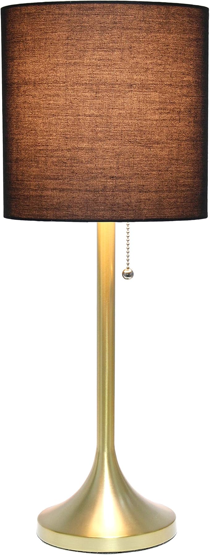 Simple Designs LT1076-GDB Gold Tapered Table Lamp with Black Fabric Drum Shade (Pack of 4) - LeafyLoom