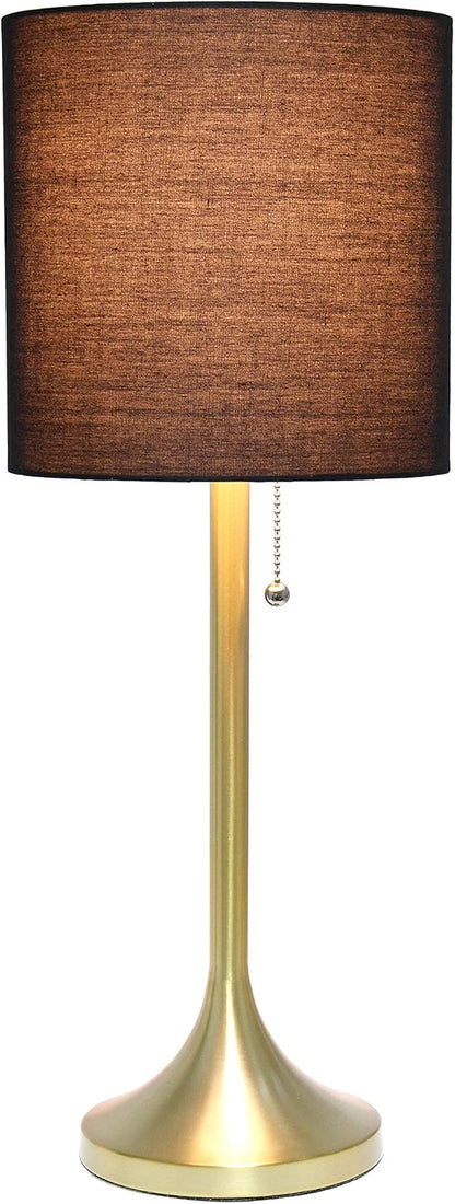 Simple Designs LT1076-GDB Gold Tapered Table Lamp with Black Fabric Drum Shade (Pack of 4) - LeafyLoom