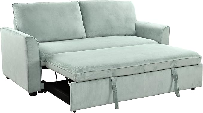 3 in 1 Oversized Convertible Loveseat Sleeper Sofa Bed,Soft Corduroy Upholstered Queen Love Seats Sofabed W/Pull Out Sleep Couch,Comfortable Cushions and Padded Armrests for Living Room - LeafyLoom
