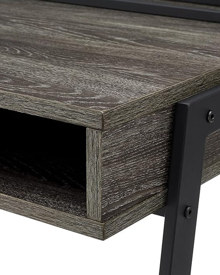 Walker Edison Jones Urban Industrial Metal Mesh Back Writing Desk, 42 Inch, Cerused Ash Grey - LeafyLoom