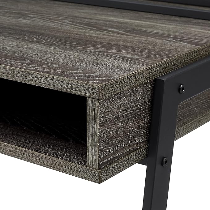 Walker Edison Jones Urban Industrial Metal Mesh Back Writing Desk, 42 Inch, Cerused Ash Grey - LeafyLoom