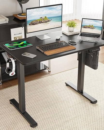 STARY Electric Memory Preset 40 x 24 Inches Adjustable Height Computer Workstation Sit Stand Home Office Desk with Splice Board, 4024, Black Desktop/Black Frame - LeafyLoom