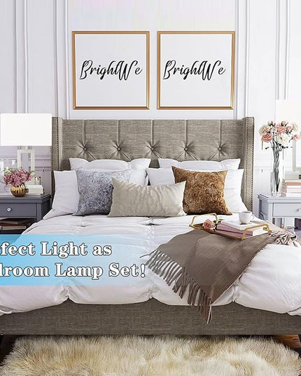 Table Lamp Set of 2 Lamps for Bedroom, Touch Control Table Lamps with 2 USB Ports, 3-Way Dimmable Bedside Nightstand Lamps, Silver&White Lamp for End Table Living Room Modern - LeafyLoom