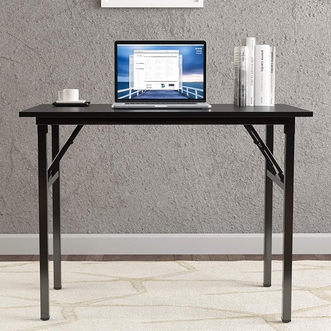 Need Computer Desk Folding Table Writing Desk/Compact Desk/Foldable Desk with BIFMA Certification, No Install Needed, Black AC5CB-100-60 - LeafyLoom