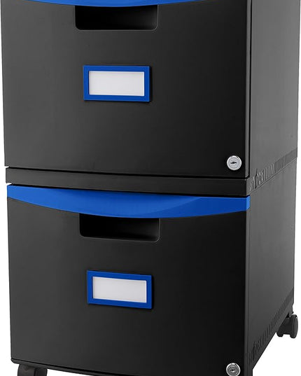 Storex 61314A01C File Cabinet, 1-Pack, Black/Blue - LeafyLoom