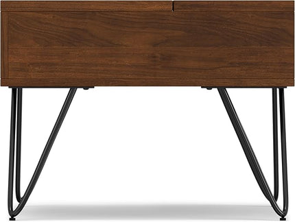 SIMPLIHOME Hunter 36 inch Wide Rectangle Industrial Small Lift Top Coffee Table in Walnut for The Living Room and Family Room - LeafyLoom