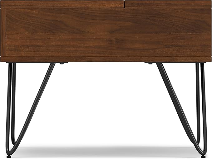 SIMPLIHOME Hunter 36 inch Wide Rectangle Industrial Small Lift Top Coffee Table in Walnut for The Living Room and Family Room - LeafyLoom