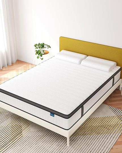 Full Size Mattress,10 Inch Full Mattress in a Box,Hybrid Memory Foam Full Size Mattresses,Medium Firm Soft and Comfort White Mattress,CertiPUR-US. - LeafyLoom