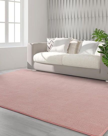 Area Rugs for Bedroom Living Room, 4x6 Pink Super Soft Comfy Thickened Memory-Foam Indoor Carpets, Modern Aesthetic Minimalist Carpet for Boys Girls Adults Apartment Nursery Home Décor - LeafyLoom