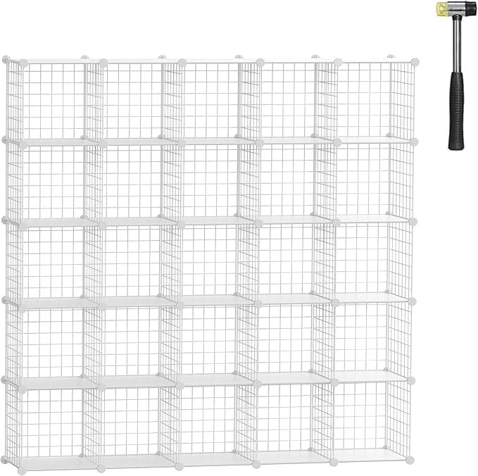 TUMUCUTE Closet Organizer,25-Cube Closet Organizers and Storage,Closet Cabinet Metal Shelf Rack Storage Shelves Bookshelf,Toy Organizers and Storage Bins - LeafyLoom