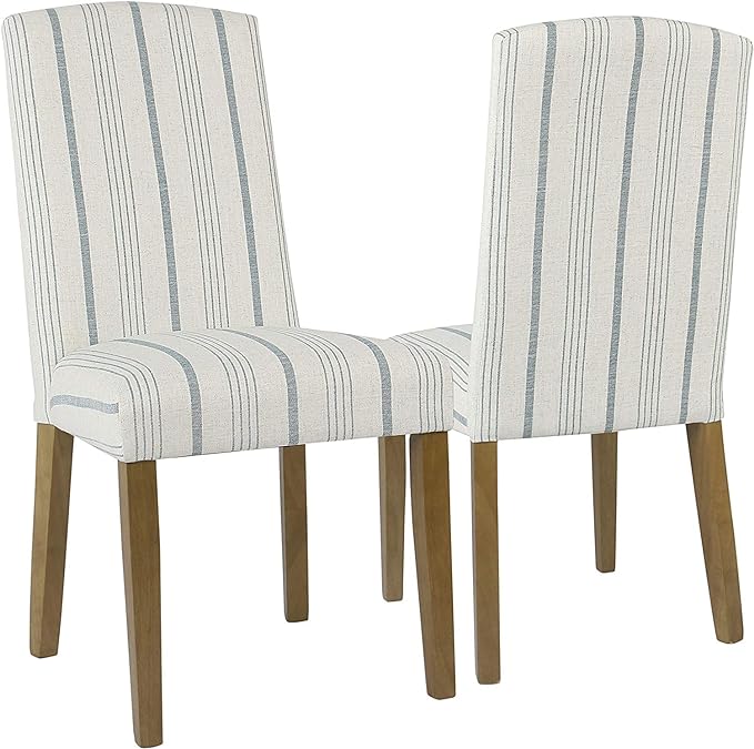 HomePop Classic Parsons Dining Chairs, Pack of 2, Dove Grey Stripe(Set of 2) - LeafyLoom