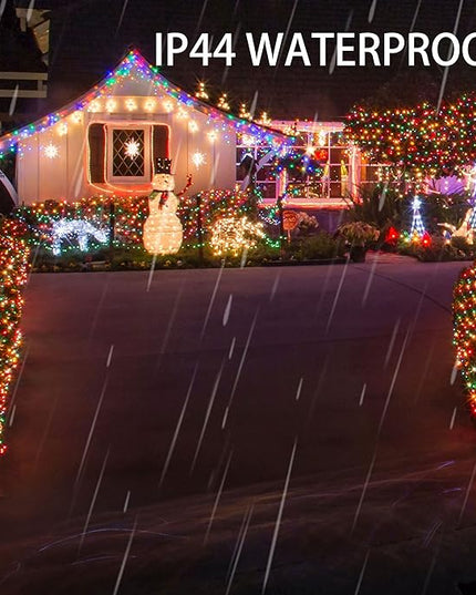 Dazzle Bright 2 Pack Total 400LED 132FT Multi-Colored Christmas Solar String Outdoor Lights, Solar Powered with 8 Modes Waterproof Fairy Lights for Bedroom Patio Garden Tree Party Yard Decoration DazzleBright