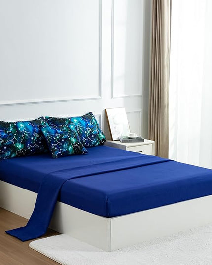 Btargot Lightweight Microfiber 6 Piece Comforter Set, Tie Dye Galaxy Constellation Pattern Bedding Set for Boys Girls Teen, Queen Black Green - LeafyLoom