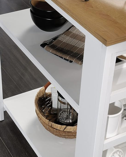 Sauder Miscellaneous Storage Kitchen Island, L: 31.50" x W: 32.88" x H: 36.00", White Finish - LeafyLoom