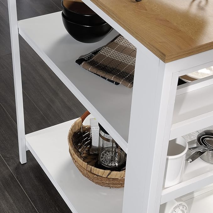 Sauder Miscellaneous Storage Kitchen Island, L: 31.50" x W: 32.88" x H: 36.00", White Finish - LeafyLoom