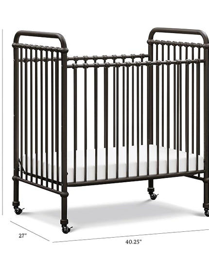 NAMESAKE Abigail 3-in-1 Convertible Mini Metal Crib in Vintage Iron, Greenguard Gold Certified - LeafyLoom