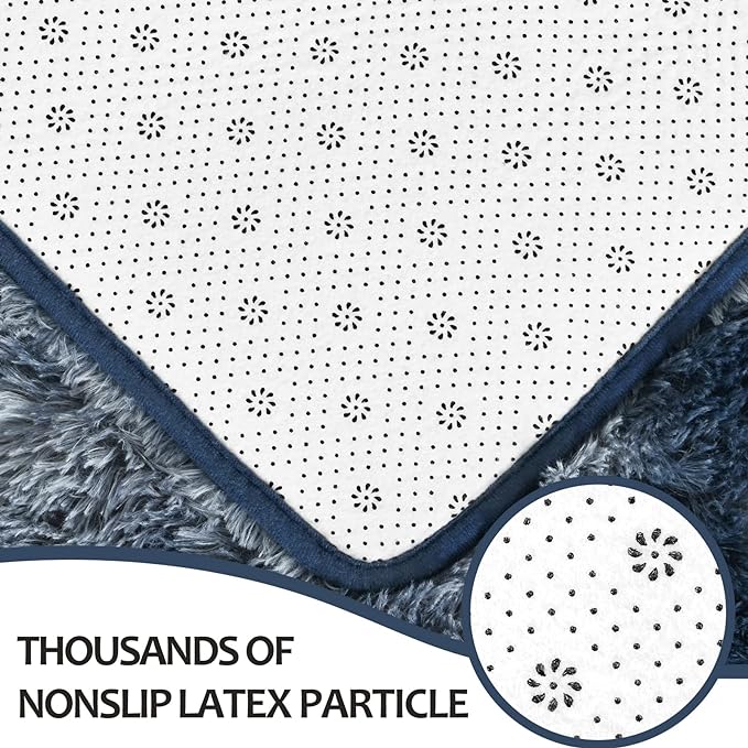 6x9 Large Area Rugs for Living Room, Super Soft Fluffy Modern Bedroom Rug, Tie-Dyed Blue Grey Indoor Shag Fuzzy Carpets for Girls Kids Nursery Room Home Decor - LeafyLoom