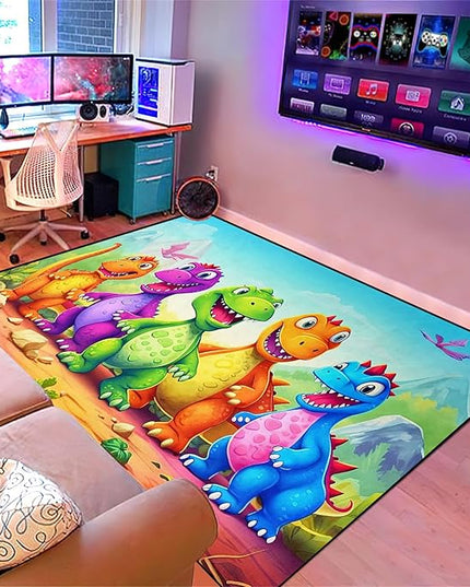 Dinosaur Carpet for Boys Room - Dinosaur Rugs for Boys Bedroom Cartoon Dinosaur Rug Kids Rugs for Bedroom Cute Dinosaur Area Rug for Living Room Bedroom Kids Room,2'5''×4' - LeafyLoom