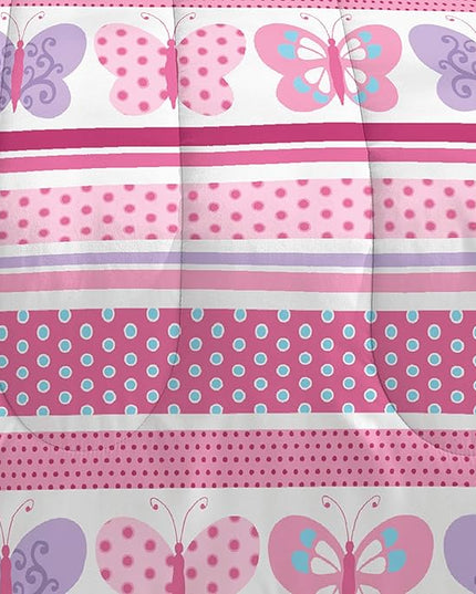 Dream Factory Butterfly Dots Ultra Soft Microfiber Girls Comforter Set, Pink, Twin - LeafyLoom