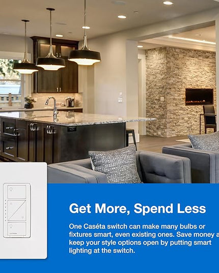 Lutron Caseta Original Smart Dimmer Switch Kit, 2 Dimmer Switches, 2 Wall Plates, 2 Remotes, 2 Pedestals, and Smart Hub, Works with Alexa, Apple Home, Google Home, 3Way, 150W, No Neutral, P-BDG-PKG2W Lutron