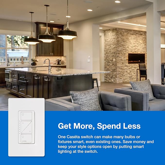 Lutron Caseta Original Smart Dimmer Switch Kit, 2 Dimmer Switches, 2 Wall Plates, 2 Remotes, 2 Pedestals, and Smart Hub, Works with Alexa, Apple Home, Google Home, 3Way, 150W, No Neutral, P-BDG-PKG2W Lutron