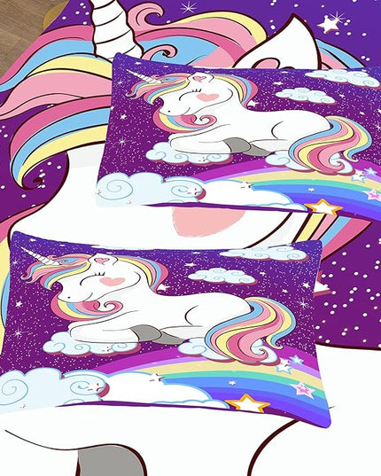 Tailor Shop Unicorn Bedding Sets for Girls Kids Teens,Purple Unicorn Comforter Sets Full Size with 2 Pillowcase… - LeafyLoom
