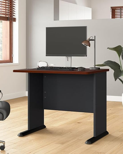 Bush Business Furniture Series A 36W Small Desk in Hansen Cherry and Galaxy, Compact Computer Table for Home or Professional Office - LeafyLoom