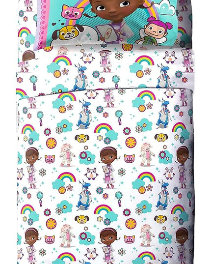 Jay Franco Disney Junior Doc McStuffins Hospital 5 Piece Twin Bed Set - includes Reversible Comforter & Sheet Set - Super Soft Fade Resistant Microfiber (Official Disney Junior Product) - LeafyLoom