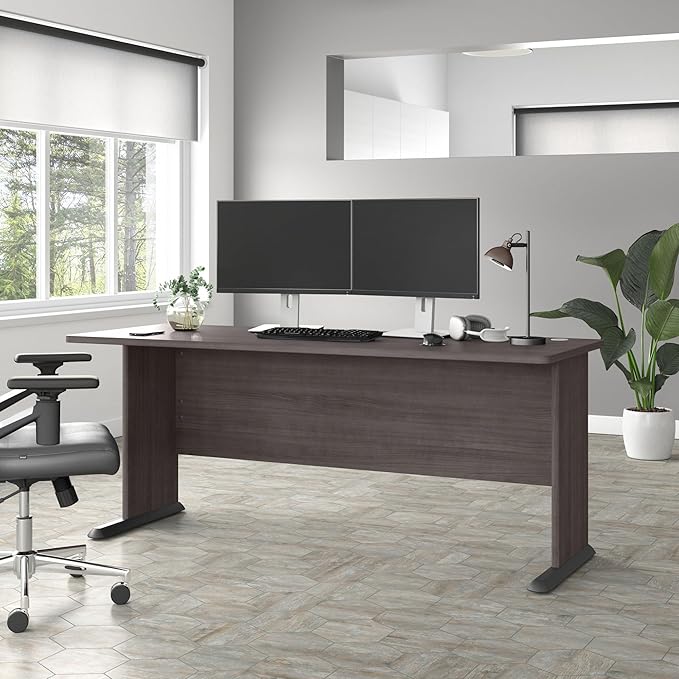 Bush Business Furniture Studio A Computer Desk, 6 Foot Gaming and Work Table for Home or Professional Office, 72W, Storm Gray - LeafyLoom