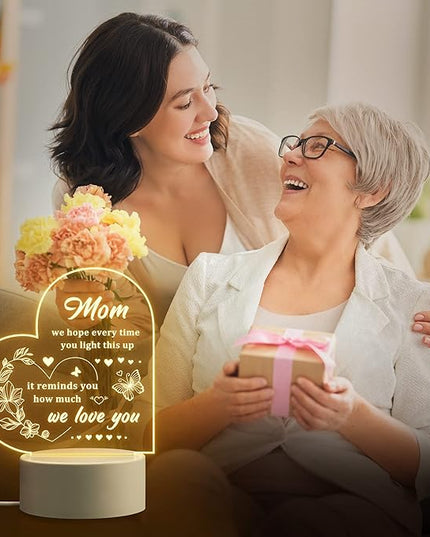 Mothers Day Gift for Mom from Daughter or Son, Thoughtful Birthday Gifts for Mom - Heart-shaped Night Light with Warm Words - Best Mom Gift Ideas - Perfect Mom Birthday Gifts - LeafyLoom