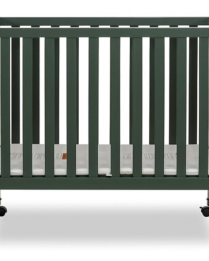 Jett Non-Full Size Folding Convertible Crib, Lightweight Portable Crib, Three Adjustable Mattress Height Settings, Easy to Fold Travel Crib, 1.5” Mattress Pad Included - LeafyLoom