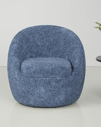 Farini Swivel Accent Chair,Swivel Barrel Chair, Comfy Oversized Round Accent Chair for Living Room Bedroom(Blue) - LeafyLoom