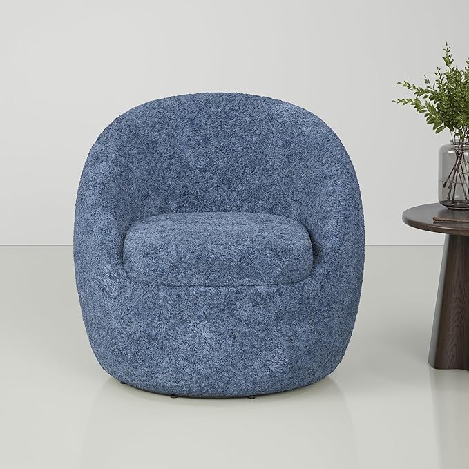 Farini Swivel Accent Chair,Swivel Barrel Chair, Comfy Oversized Round Accent Chair for Living Room Bedroom(Blue) - LeafyLoom