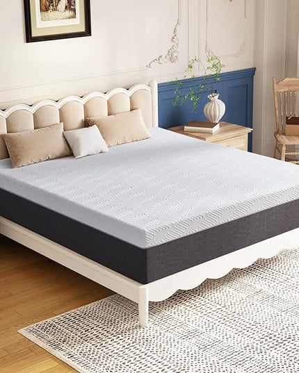 Full Mattress 10 inch No Fiberglass Gel Memory Foam Full Size Mattress in a Box of Foams and Fabric for Cooling Pressure Relief Sleep, 75" X 54" X 10", Medium, Firm - LeafyLoom