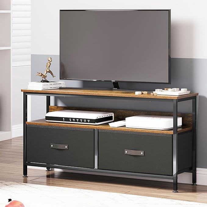 IDEALHOUSE Dresser TV Stand 50 Inch Entertainment Center with Storage TV Stand for Bedroom Small TV Stand Dresser with Drawers and Shelves, TV & Media Console Table Furniture for Living Room, Brown - LeafyLoom