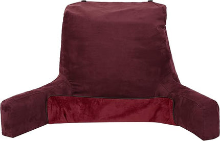 Husband Pillow XXL Cover Aspen Edition Arizona Maroon, Reversible Microfiber to Microsuede, Side & Back Pockets, Handle for Easy Transport - Super Cozy Bed Rest Pillow Cover with Arms - Easy Care - LeafyLoom