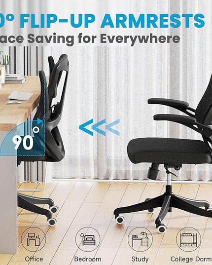Ergonomic Office Chair - Comfy Desk Chairs with Wheels and Arms, 400LB Heavy Duty Mesh Computer Chairs with Comfortable Lumbar Back Support for Home Office, Bedroom, Study and College Dorm - LeafyLoom