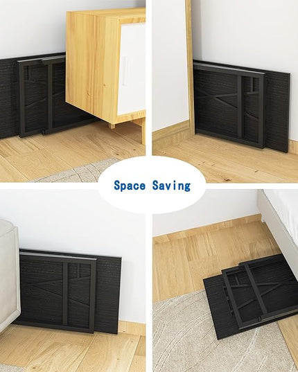 47 Inch Foldable Computer Desk, Folding Space-Saving Home Office Table, Study Writing Gaming Workstation for Small Space, No Assembly Needed,Black - LeafyLoom