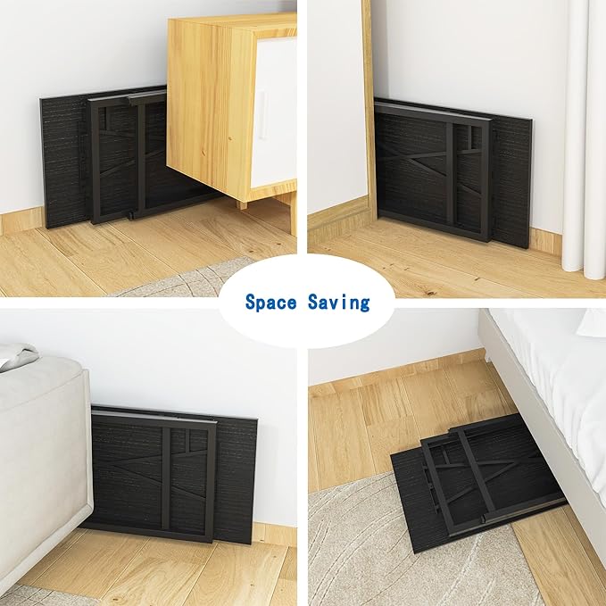 47 Inch Foldable Computer Desk, Folding Space-Saving Home Office Table, Study Writing Gaming Workstation for Small Space, No Assembly Needed,Black - LeafyLoom