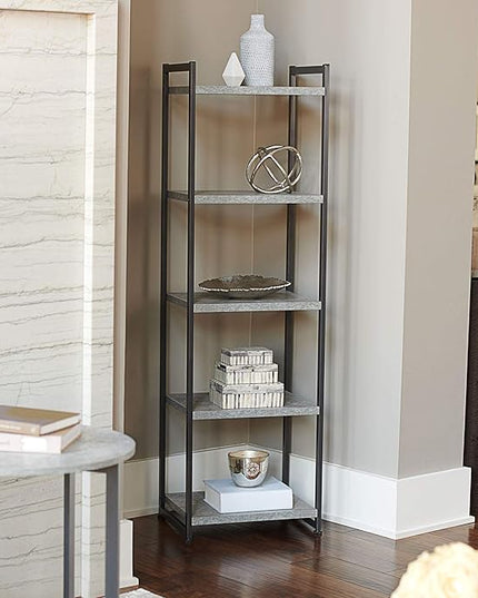 Household Essentials 5 Tier Storage Tower Shelves – Slate with Black Frame (8095-1) - LeafyLoom