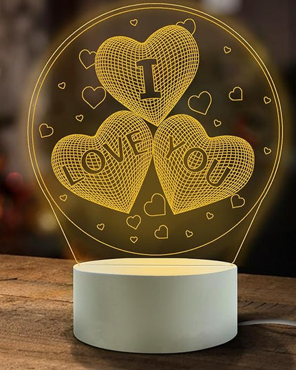 Romantic Gifts for Girlfriend, 3D Illusion Night Lamp, Girlfriends Birthday Anniversary Valentines Day Gifts for Her from Boyfriends - I Love You Presents for Husband, Wife (1 Pack) - LeafyLoom