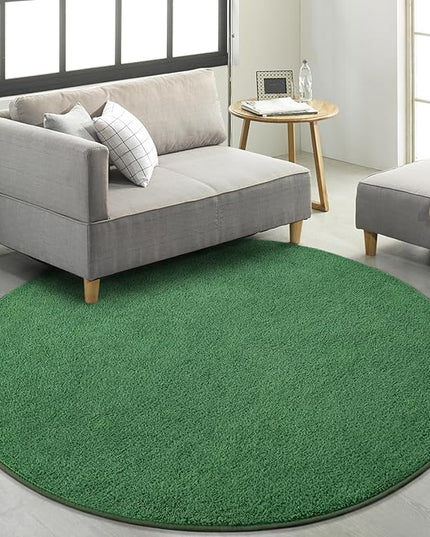 Round Area Rugs for Bedroom Living Room, 4x4 Green Super Soft Comfy Thickened Memory-Foam Indoor Circle Carpets, Modern Aesthetic Minimalist Carpet for Boys Girls Adults Nursery Home Décor - LeafyLoom